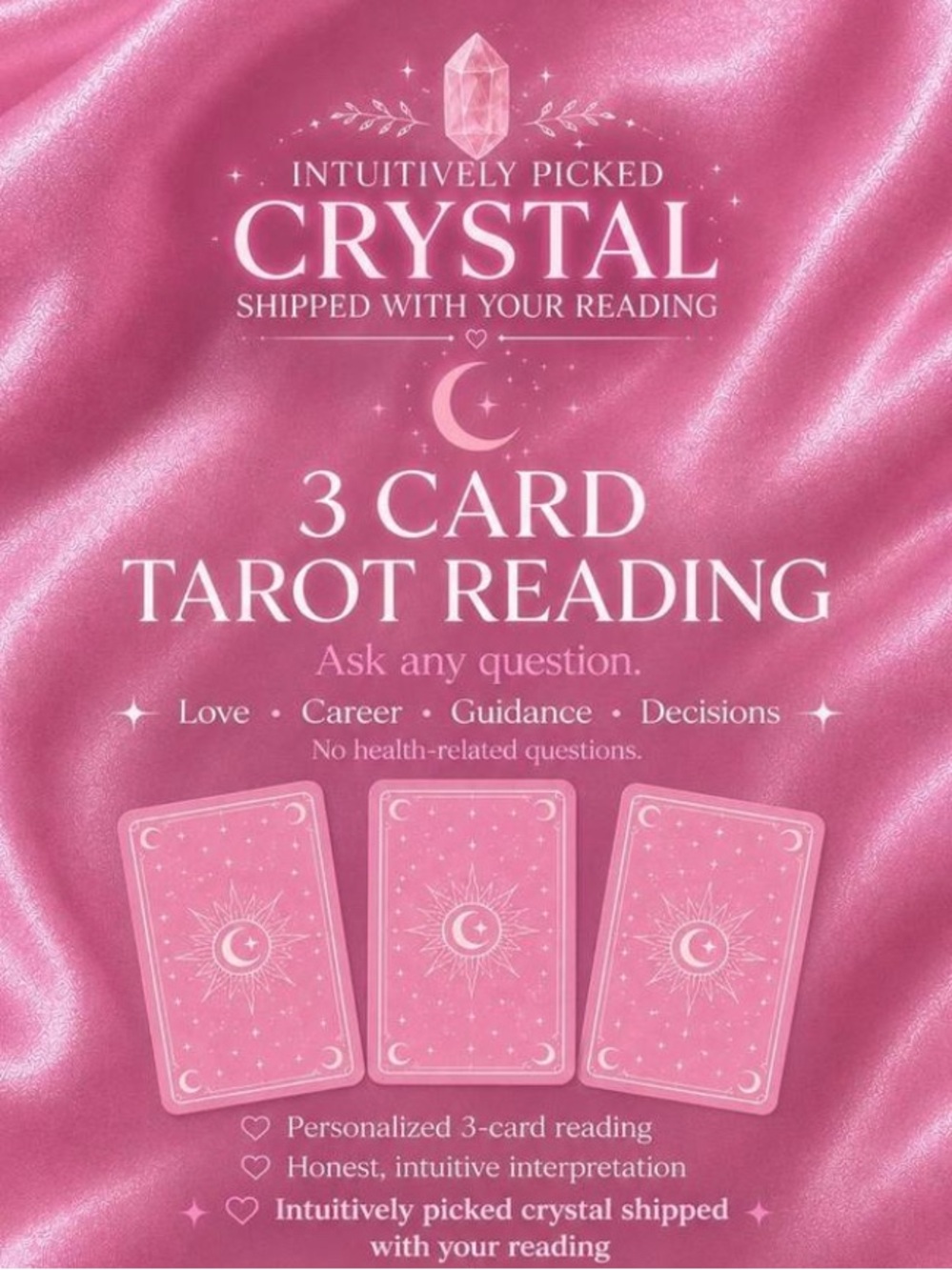 3 Card Tarot Reading with Crystal - Pink